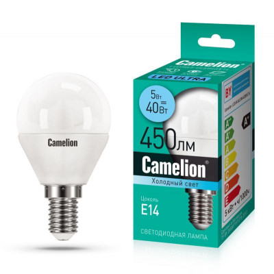 Лампа светодиодная LEDRB/5-G45/840/E14 5Вт 220В LED-M G45 4000К E14 Camelion 15058