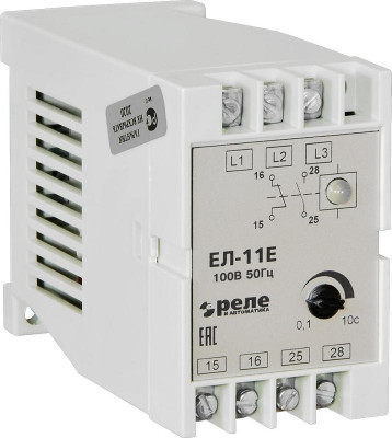 Реле контроля трехфазного напряжения ЕЛ-11Е 110В 50Гц задержка сраб. 0.1-10с ток контактов исполнительного реле 5А 1з+1р УХЛ4 Реле и Автоматика A8222-77135112
