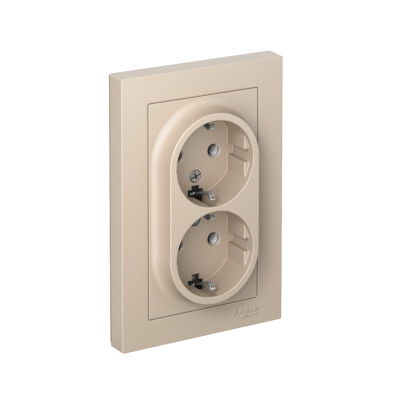 Розетка 2-м. AtlasDesign 16А с заземл. в сборе песочн. SE ATN001224