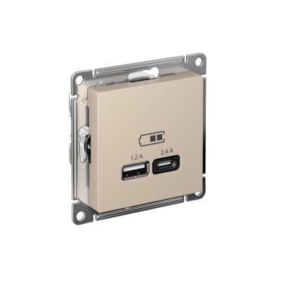Розетка USB AtlasDesign тип A+C 5В/2.4А 2х5В/1.2А механизм песочн. SE ATN001239