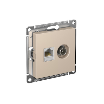 Розетка компьютерная + телевизионная 2-м AtlasDesign RJ45 кат.5E песочн. SE ATN001289