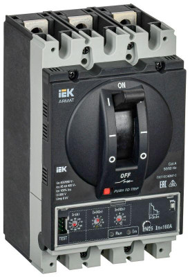 Выключатель автоматический в литом корпусе 3п D 85кА 160А расцепитель электронный стандарт. ARMAT IEK AR-MCCB-3D-085-0160A-ELSC
