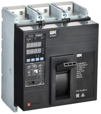 Выключатель автоматический в литом корпусе 3п N 85кА 800А расцепитель электронный стандарт. ARMAT IEK AR-MCCB-3N-085-0800A-ELSC