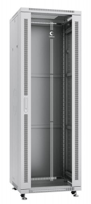 Шкаф монтажный телекоммуникационный напольный SH-05C-37U60/100 19дюйм для распред. и серверн. оборудования 37U 600х1000х1833мм передн. стеклян. и задн. сплошн. метал. двери ручка с замком сер. (RAL 7035) Cabeus 7642c