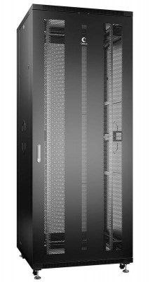 Шкаф монтажный телекоммуникационный напольный ND-05C-42U80/80-BK 19дюйм для распред. и серверн. оборудования 42U 800х800х2055мм передн. и задн. перфорир. двери ручка с замком черн. (RAL 9004) Cabeus 8567c