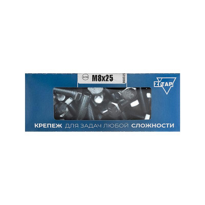 Болт с шестигранной головкой М8х25 DIN 933 оцинк. (уп.40шт) Tech-Krep/Zitar 105208