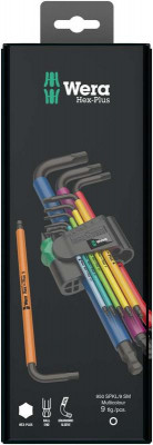 Набор Г-образных ключей 950/9 SPKL Hex-Plus Multicolour BlackLaser 1 9 предметов (1.5/2/2.5/3/4/5/6/8/10мм) Wera WE-073593