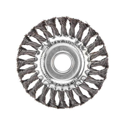 Щетка дисковая для УШМ крученая стальная проволока 125мм отв. 22.23мм Kranz KR-91-1238