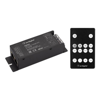 Диммер ARL-SYNC-DIM Black 12-24В 1х25А ПДУ 14 кнопки RF RJ45 IP20 метал. Arlight 035135