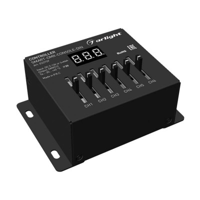 Контроллер SMART-DMX-CONSOLE-DIN (5-12В 6CH XLR3) (IP20 металл) Arlight 033759