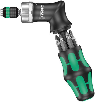 Набор бит с пистолетообразной отверткой-битодержателем с трещоткой Kraftform Kompakt Pistol RA 7 предметов Wera WE-051030