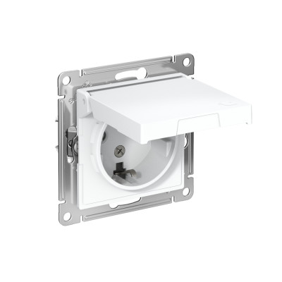Розетка AtlasDesign 16А IP20 с заземл. защ. шторки с крышкой механизм лотос SE ATN001346