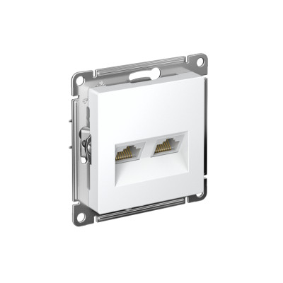 Розетка компьютерная 2-м AtlasDesign RJ45+RJ45 кат.5E механизм лотос SE ATN001385