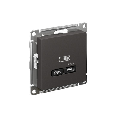 Розетка USB AtlasDesign тип C 65Вт высокоскор. ЗУ QC PD механизм базальт SE ATN001427