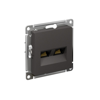 Розетка компьютерная 2-м AtlasDesign RJ45+RJ45 кат.5E механизм базальт SE ATN001485