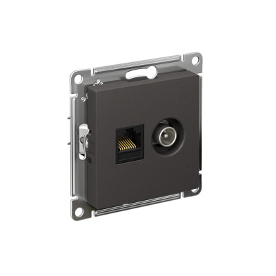 Розетка компьютерная + телевизионная 2-м СП AtlasDesign RJ45 кат.5E + TV механизм базальт SE ATN001489