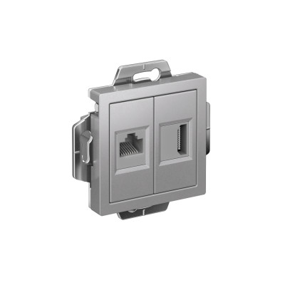 Розетка 2-м СП AtlasDesign HDMI + RJ45 кат.5E механизм алюм. SE ATN000382