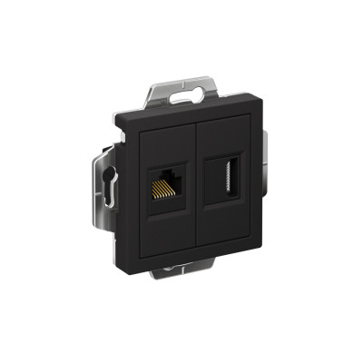 Розетка 2-м СП AtlasDesign HDMI + RJ45 кат.5E механизм карбон SE ATN001082