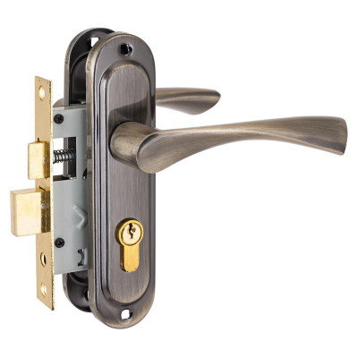 Замок врезной с ручкой 103/50 AB старая бронза Стандарт 4 843