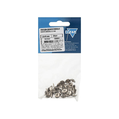 Гвоздь декоративный Сфера 9.5мм 1.3х16 никель (уп.30шт) Tech-Krep/Zitar 130861