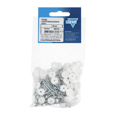 Гвоздь с декоративной шляпкой бел. (уп.80шт) Tech-Krep/Zitar 106219