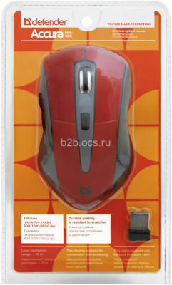 Мышь беспроводная оптическая Accura MM-965 красн. 6 кнопок 800-1600dpi USB 52966 Defender 1000398929