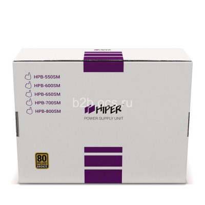 Блок питания HPB-700SM PSU HPB-700SM (ATX 2.31 700Вт ActivePFC 140мм fan Semi-modular Black) 80+ BOX HIPER 1000556654
