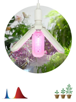 Лампа светодиодная FITO-24W-RB-E27-FOLD 24Вт Е27 3-лепестковая для растений красн./син. спектр Эра Б0061428