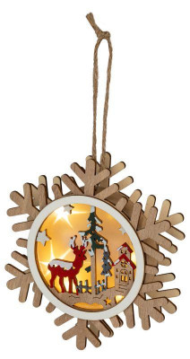 Светильник светодиодный новогодний Снежинка подвесной 15см 2хАА ENGDS-6L Эра Б0060477