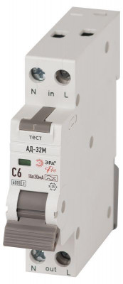 Выключатель автоматический дифференциального тока 2п (1P+N) C 6А 30мА тип А 6кА АД-32M электрон. PRO DM32E2C06A30 Эра Б0058992