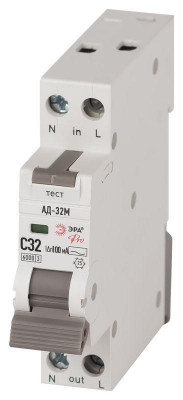 Выключатель автоматический дифференциального тока 2п (1P+N) C 32А 100мА тип АС 6кА АД-32M электрон. PRO DM32E2C32AC100 Эра Б0058989