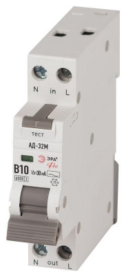 Выключатель автоматический дифференциального тока 2п (1P+N) B 10А 30мА тип АС 6кА АД-32M электрон. PRO DM32E2B10AC30 Эра Б0058980