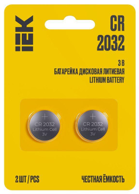 Элемент питания дисковый литиевый CR2032 (блист.2шт) IEK ABT-CR2032-OP-L02