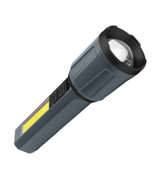 Фонарь аккумуляторный ручной 3Вт LED+5Вт COB LED zoom-линза Li-ion 18650 1200мА.ч корпус ABS-пластик индикатор уровня заряда USB-шнур в комплекте КОСМОС KOC124Lit