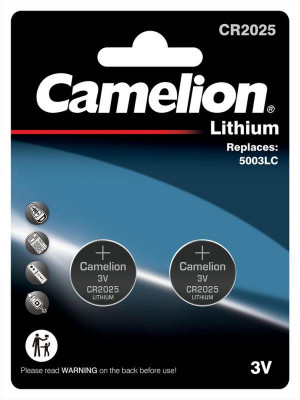 Элемент питания литиевый CR2025 BL-2 CR2025-BP2 батарейка литиевая 3В (уп.2шт) Camelion 15245