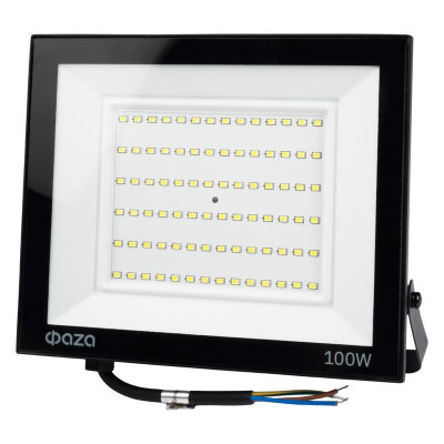 Прожектор светодиодный СДО-20 100Вт 6500К IP65 230В BL ДО прозр. закален. стекло ФАZА 5047341