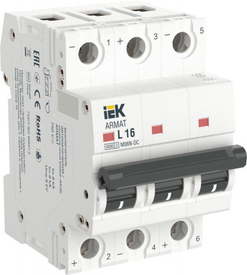 Выключатель автоматический модульный 3п L 16А M06N-DC ARMAT IEK AR-M06N-3-L016DC