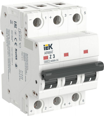 Выключатель автоматический модульный 3п Z 3А M06N-DC ARMAT IEK AR-M06N-3-Z003DC