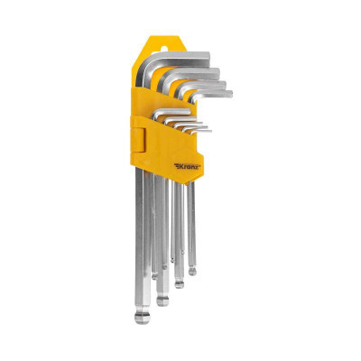 Набор ключей имбусовых HEX 1.5-10мм CrV 9шт удлиненные с шаром Kranz KR-12-5211
