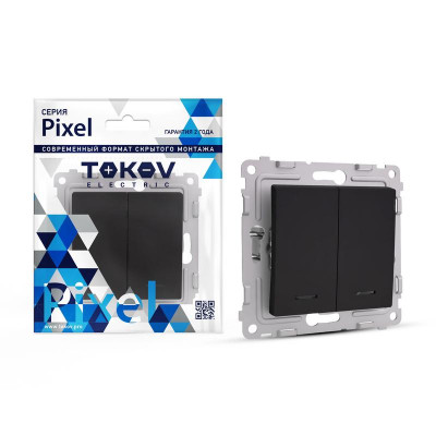 Выключатель 2-кл. СП Pixel 10А IP20 с индикатором механизм карбон TOKOV ELECTRIC TKE-PX-V2I-C14