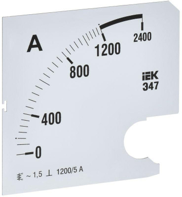 Шкала сменная для амперметра Э47 1200/5А-1.5 96х96мм IEK IPA20D-SC-1200