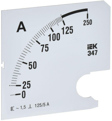 Шкала сменная для амперметра Э47 125/5А-1.5 96х96мм IEK IPA20D-SC-0125