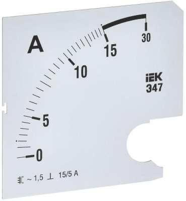 Шкала сменная для амперметра Э47 15/5А-1.5 96х96мм IEK IPA20D-SC-0015