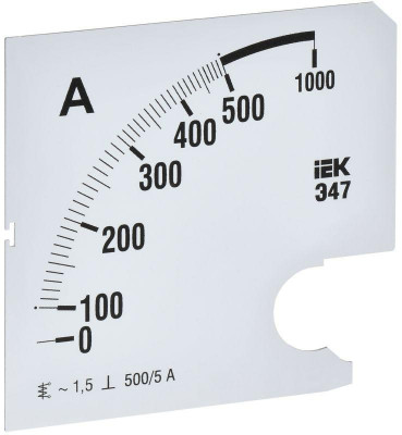 Шкала сменная для амперметра Э47 500/5А-1.5 96х96мм IEK IPA20D-SC-0500