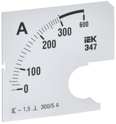 Шкала сменная для амперметра Э47 300/5А-1.5 72х72мм IEK IPA10D-SC-0300
