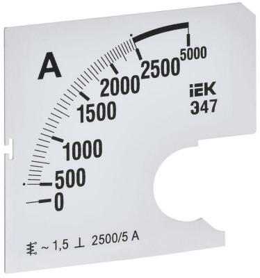 Шкала сменная для амперметра Э47 2500/5А-1.5 72х72мм IEK IPA10D-SC-2500