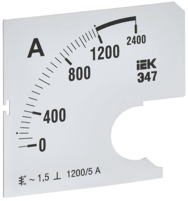 Шкала сменная для амперметра Э47 1200/5А-1.5 72х72мм IEK IPA10D-SC-1200