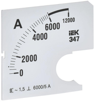 Шкала сменная для амперметра Э47 6000/5А-1.5 72х72мм IEK IPA10D-SC-6000