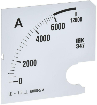 Шкала сменная для амперметра Э47 6000/5А-1.5 96х96мм IEK IPA20D-SC-6000