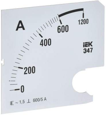 Шкала сменная для амперметра Э47 600/5А-1.5 96х96мм IEK IPA20D-SC-0600
